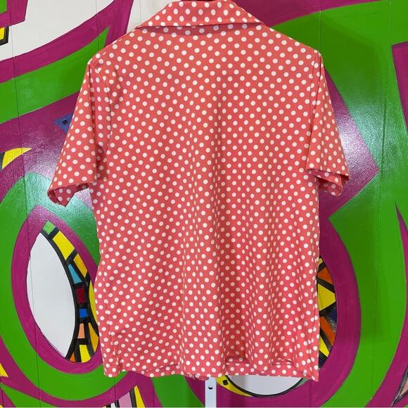 Lane Bryant, Vintage Polyester Polka Dot Button Down Blouse. Size 40. - Picture 2 of 4